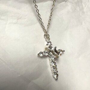925 Sterling Silver Cross with Crown Necklace